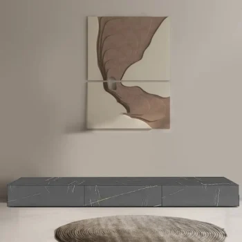 Three Drawers TV Cabinet With Textured Rock Surface 4390
