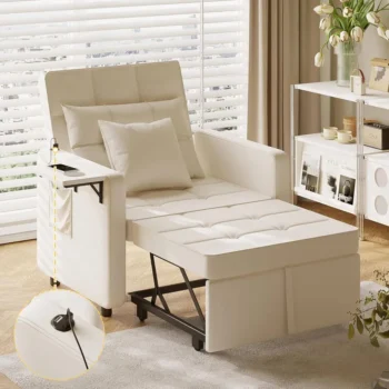 Velvet Sofa Bed Chair With Wing Table And USB Ports Outlet 9907