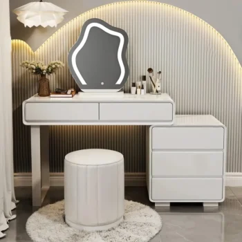 White Makeup Vanity With Cushioned Stool 6332