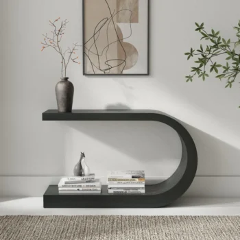 Wooden Curved Console Table Entryway Table 7855
