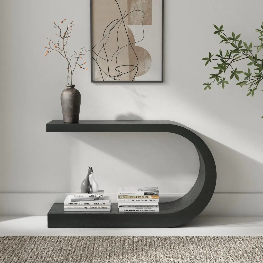 Wooden Curved Console Table Entryway Table 7855 Wooden Curved Console Table Entryway Table 7855